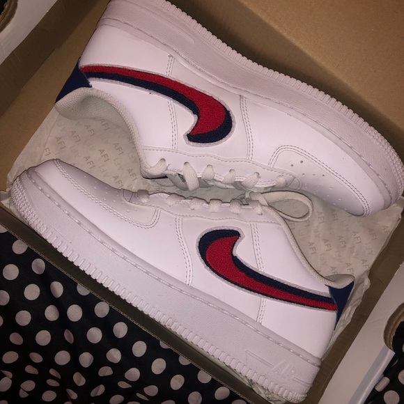 air force 1 blue and red check